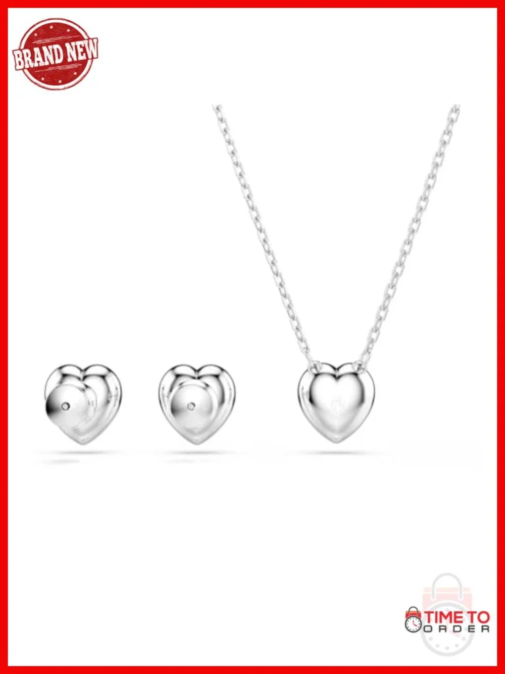 Heart Crystal & Pearl 3-Piece Jewelry Set - Rhodium Finish - Necklace,